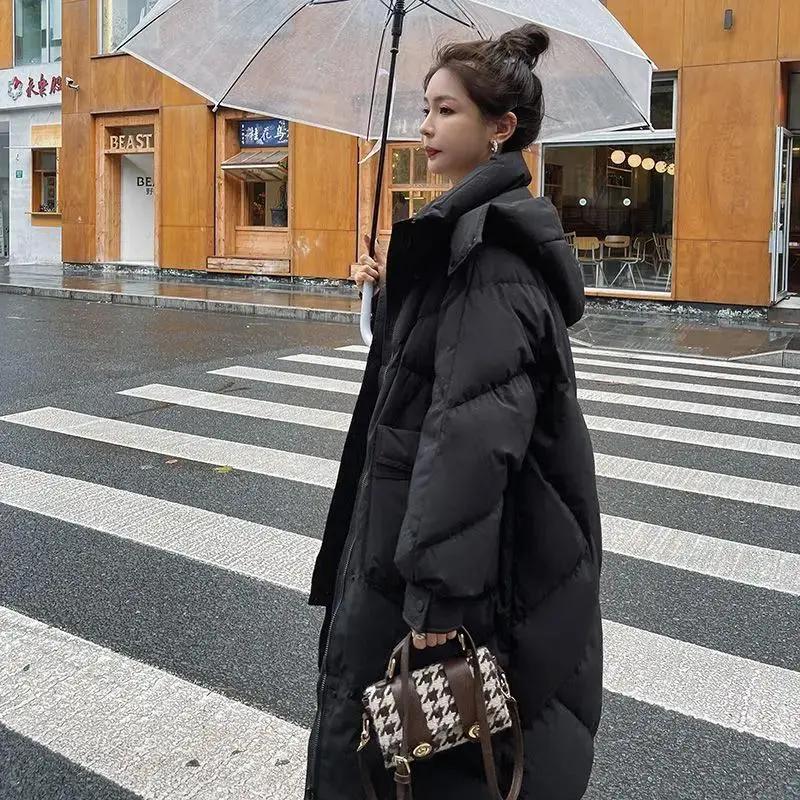 特大码斤秋冬加厚胖MM法式洋气服衣袄过膝长款外套女羽绒衣