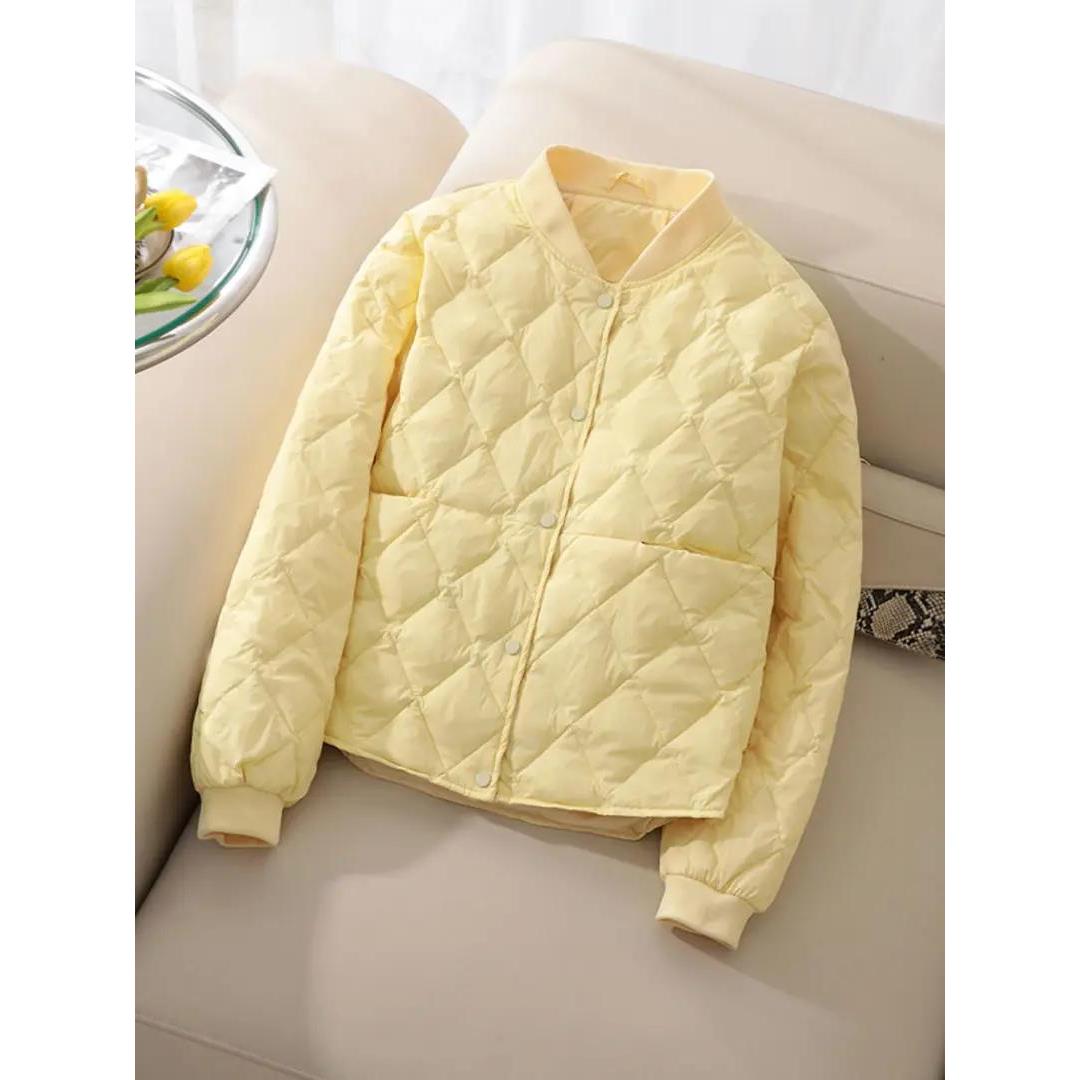 小个子轻薄羽绒服女短款薄款轻便菱格宽松立领棒球服显瘦秋冬