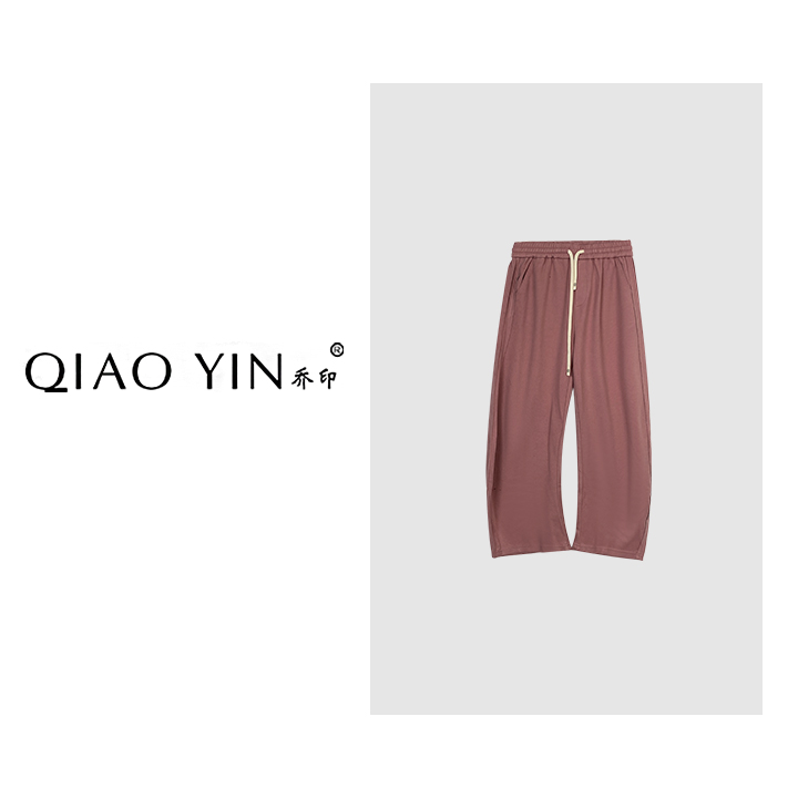 乔印2023秋冬新款时尚洋气宽松气质轻奢松紧腰抽绳休闲裤QY22872