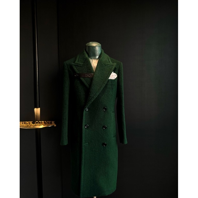 DRUNKCORNER双排扣枪驳领羊驼毛皮畔大衣