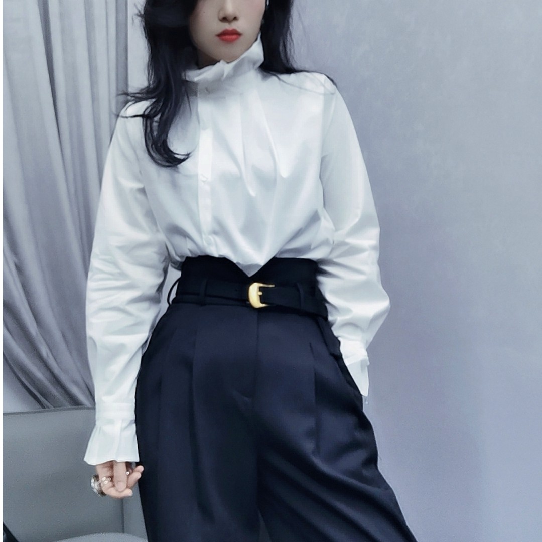 《谢小妹》春季小众设计时尚气质百搭长袖女士白色法式复古衬衫