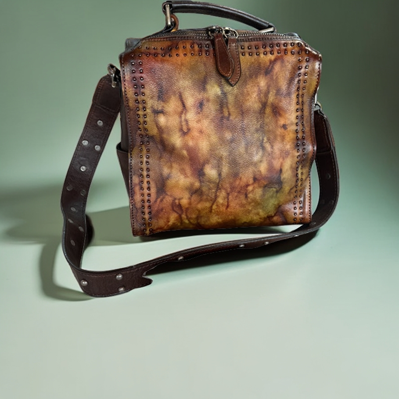 亦客亦品女士植鞣手工彩绘 多用 双肩单肩斜挎包 皆可 独特个性