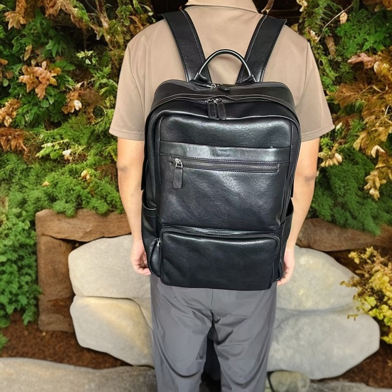 亦客亦品商务植鞣双肩包两个主隔层全植鞣牛皮通勤商务牛皮双肩包