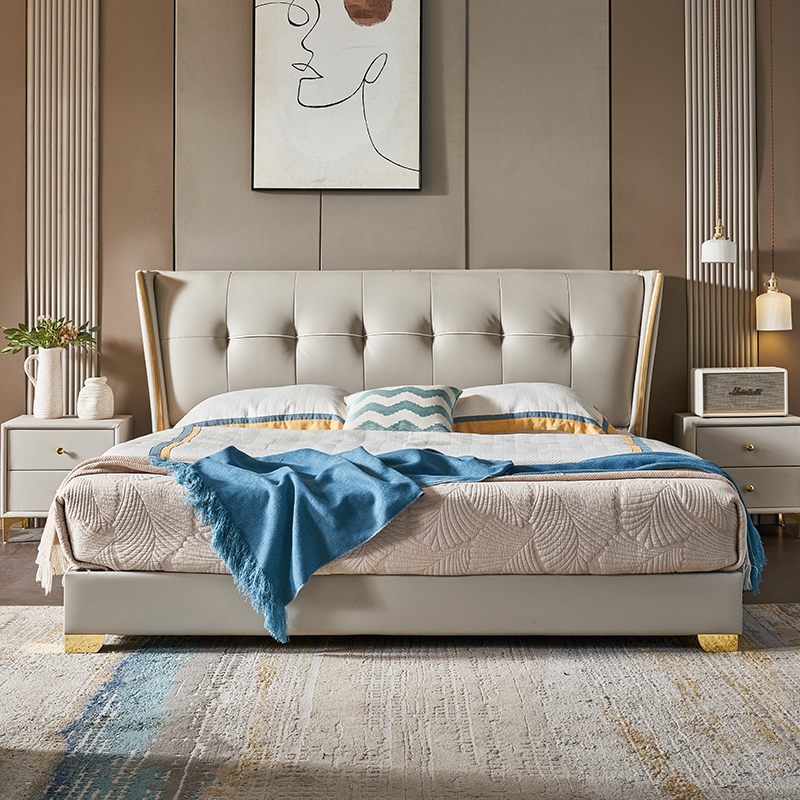 【家装季】M8#意式简约双人床主卧室主卧储物皮床婚床北欧主卧真