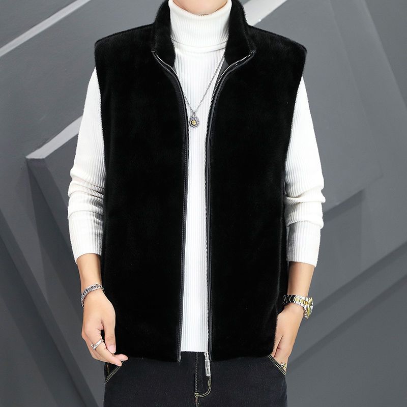 男士水貂貂绒马夹 环保毛  皮毛一体  加厚  休闲