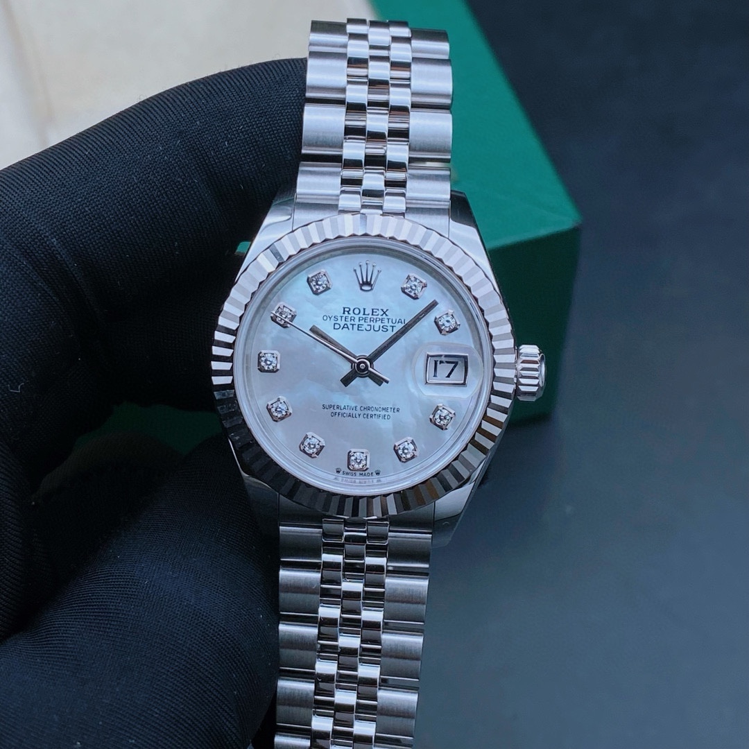 99新 Rolex/劳力士 20年全套/日志279174贝母钻刻/女表/表径28