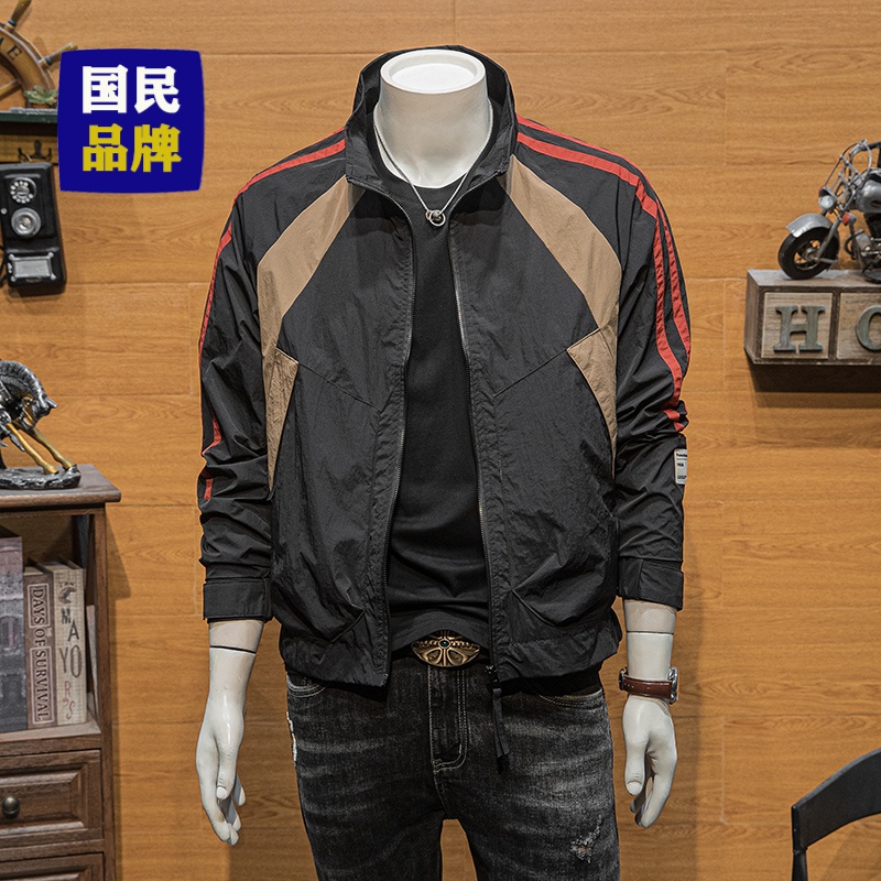 【小扬哥推荐】春秋外套男士薄款撞色立领上衣2023新款秋季韩版修