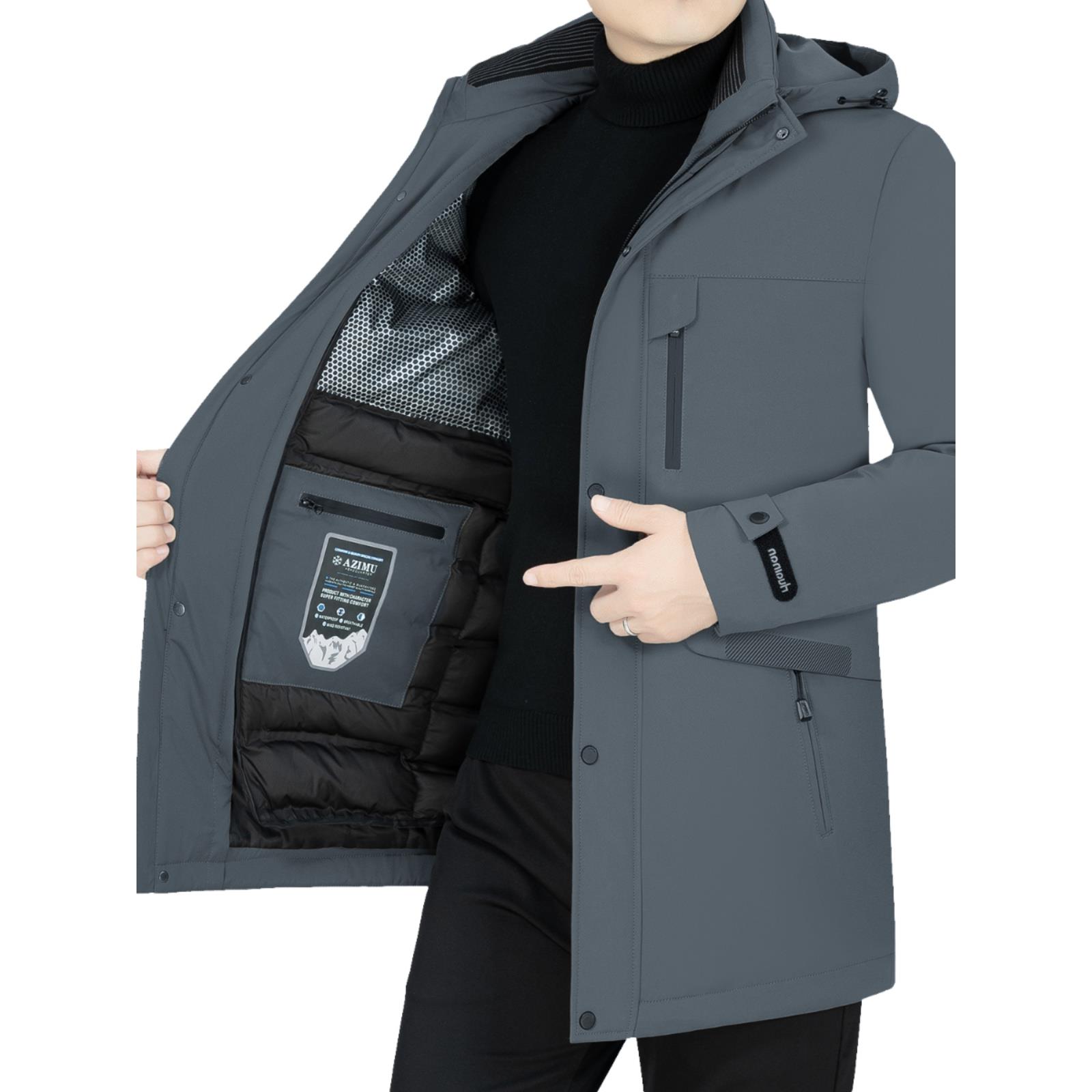 啄木鸟男士可脱卸内胆羽绒服石墨烯自导热活力活表白鹅绒防寒服帅