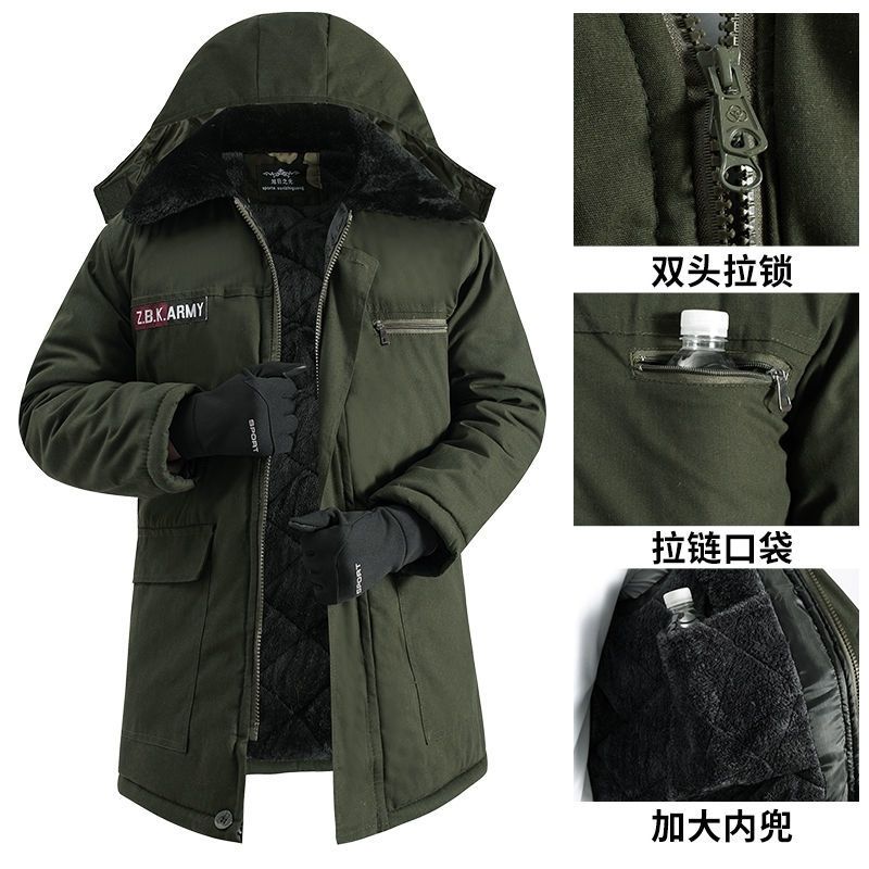 棉服中长款加绒加厚棉袄秋冬季男装外套防寒保暖电焊服工作服棉衣