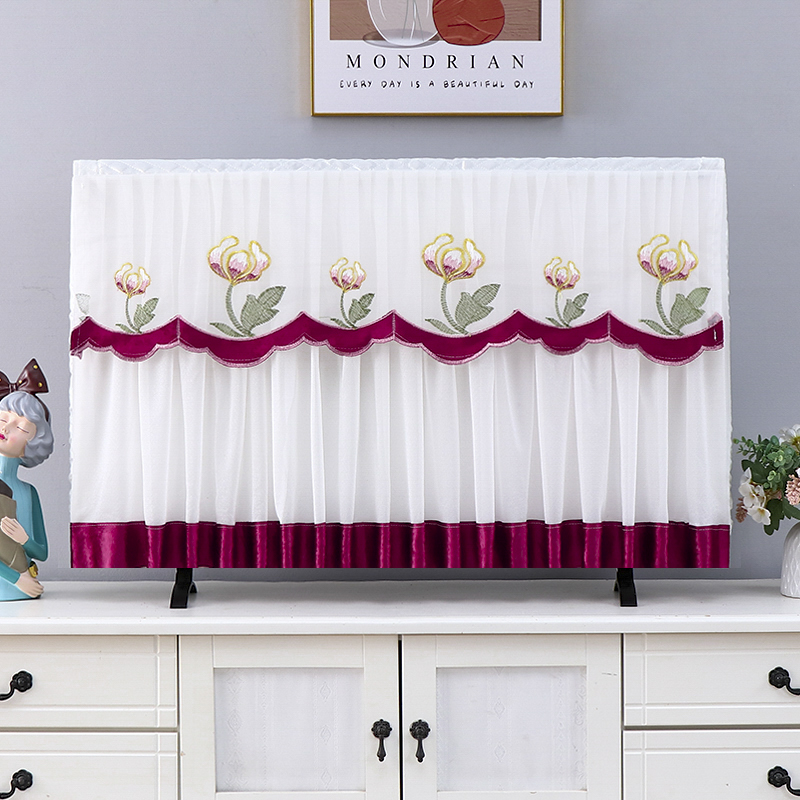 韵艺嘉电视机防尘罩套新款简约开机不取蕾丝盖布电视防尘罩