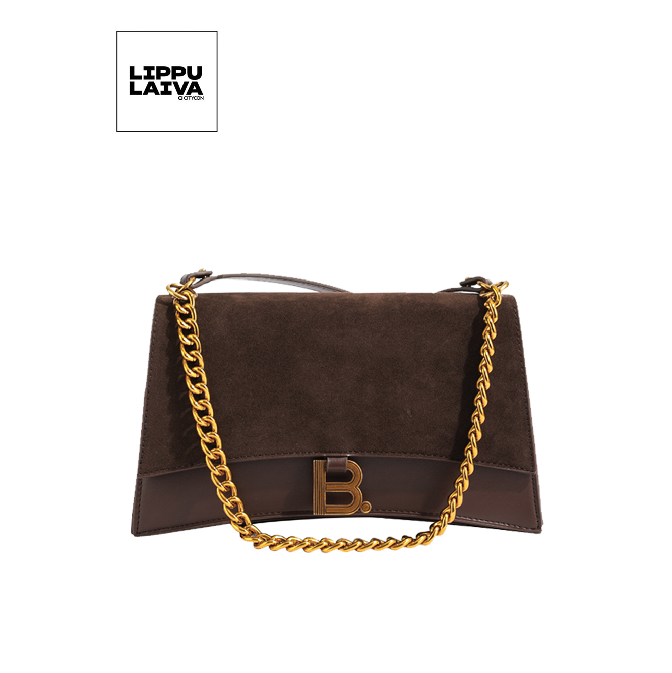 2023新款时尚磨砂链条包气质百搭沙漏单肩斜挎包(P-82)咖色