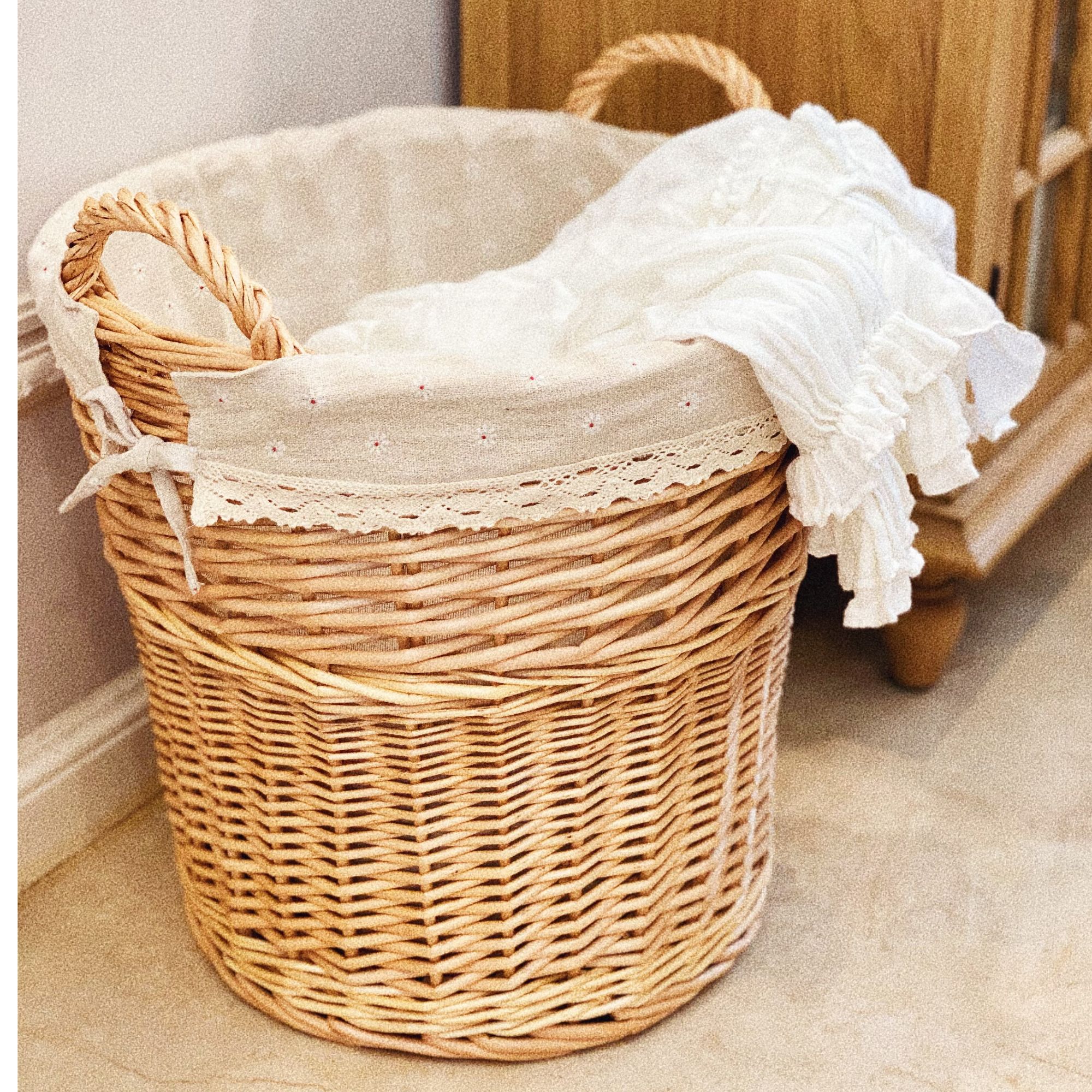 藤编脏衣篮手工制作柳编收纳筐衣物收纳篮天然植物编带提手脏衣篓