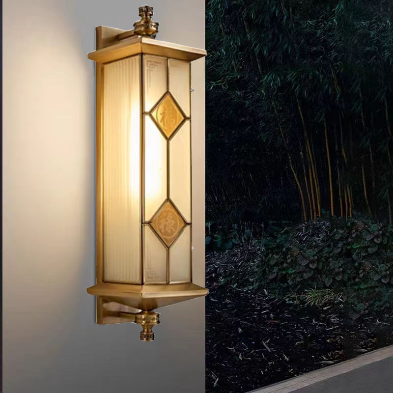 铜材壁灯室外太阳能墙灯户外防水庭院墙壁灯别墅阳台大门走廊壁灯