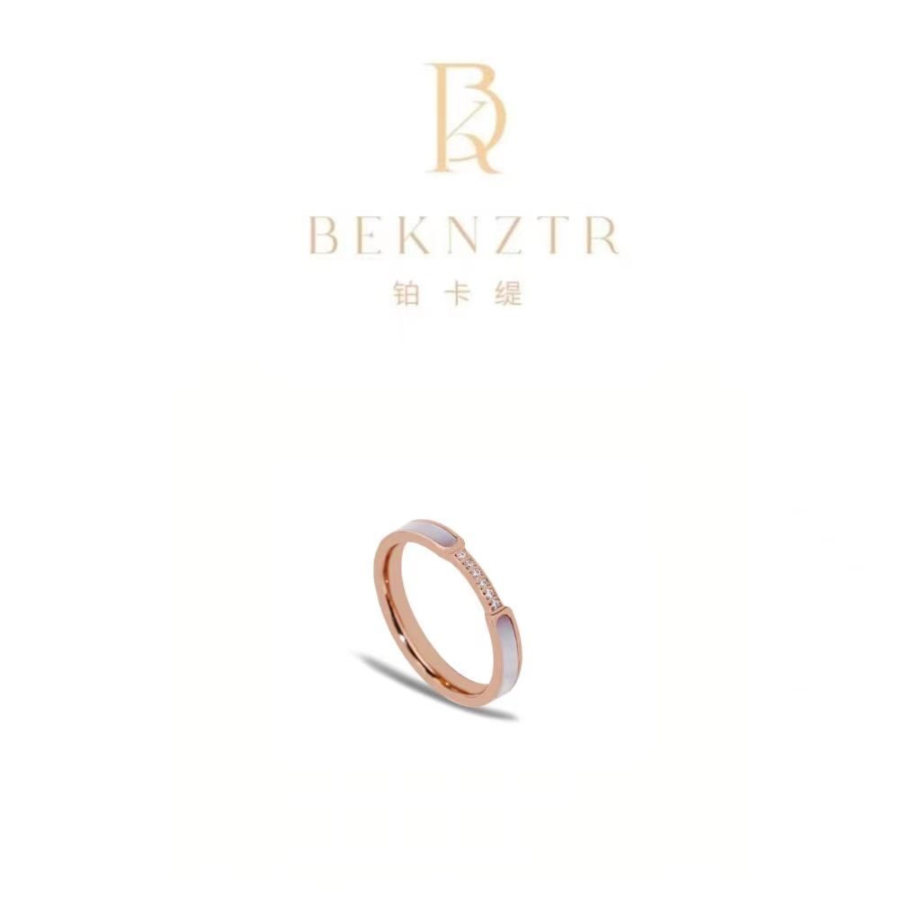 Beknztr 轻奢气质时尚窄版镶嵌对戒婚戒百搭通用 T17