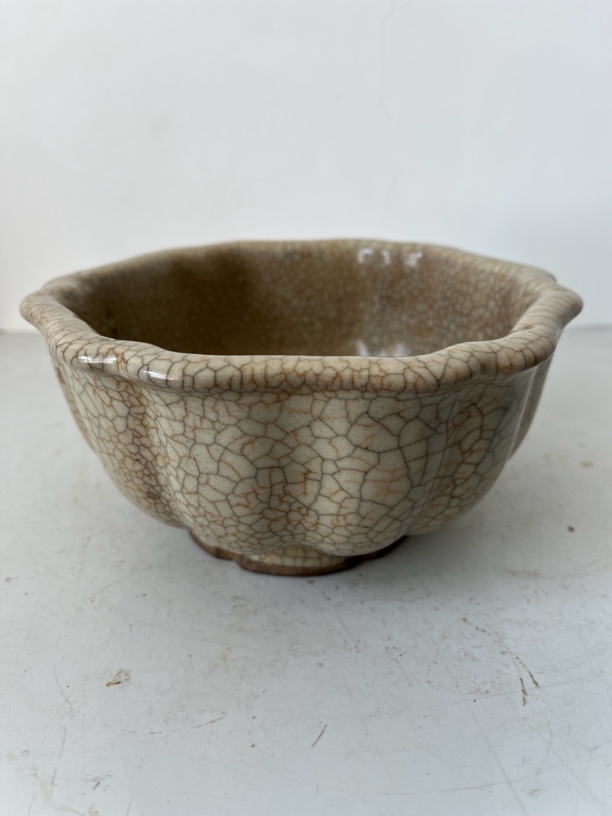 哥窑文房花口洗纯手工老物件釉面莹润胎质干老器型规整开门精品