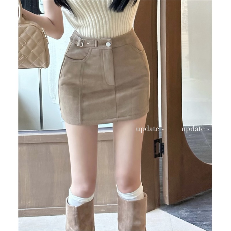 秋冬高腰显瘦美式复古a字裙包臀短裙子高级感紧身小个子半身裙女