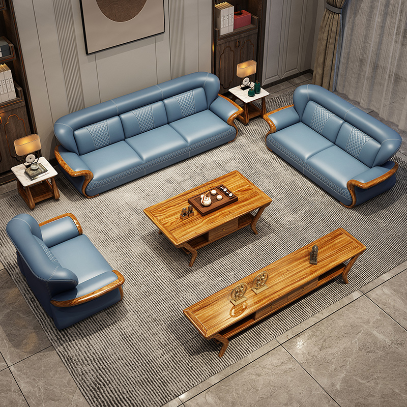 乌金木真皮沙发 进口头层牛皮简约123组合大户型皮艺轻奢客厅家具