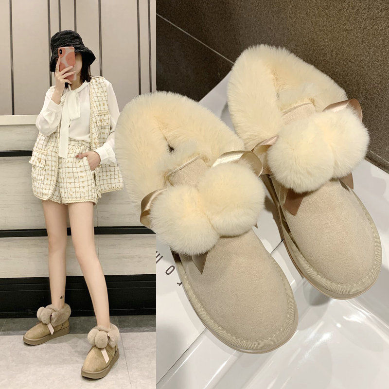 雪地靴女款短筒冬季加厚加绒棉鞋女防水防滑靴子女毛毛靴时尚