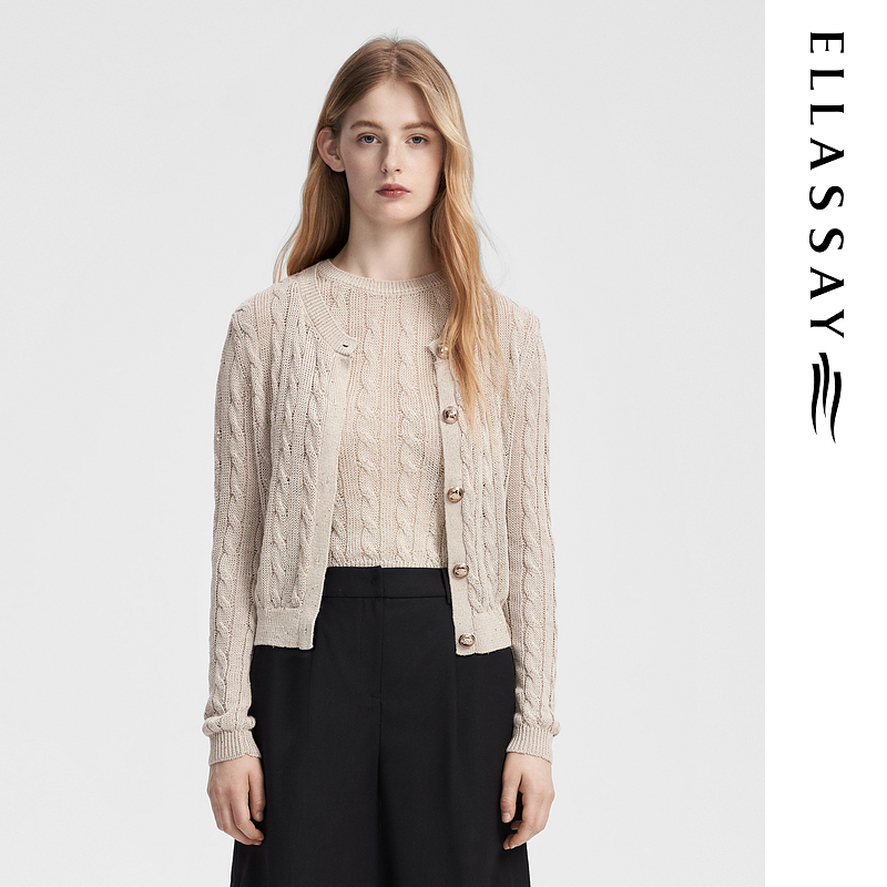 歌力思24秋季新款雅丹风老钱学院风两件套毛针织衫女EWB353M01300