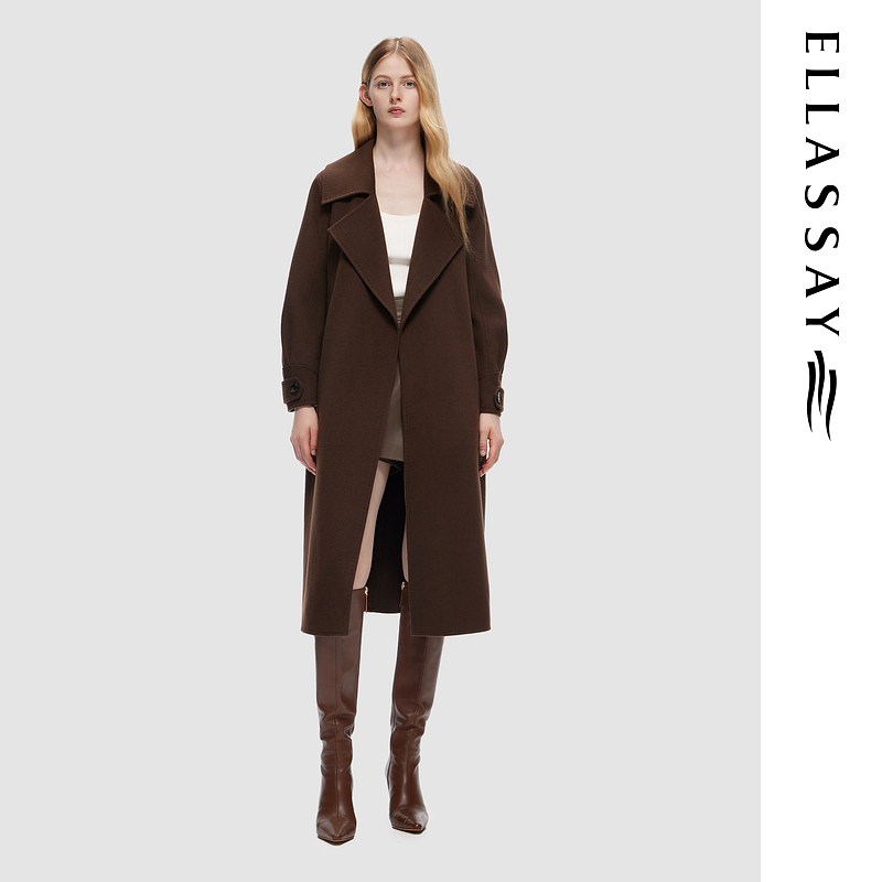 ELLASSAY歌力思2024秋冬新款典雅气质通勤毛呢外套女EWD353D01500