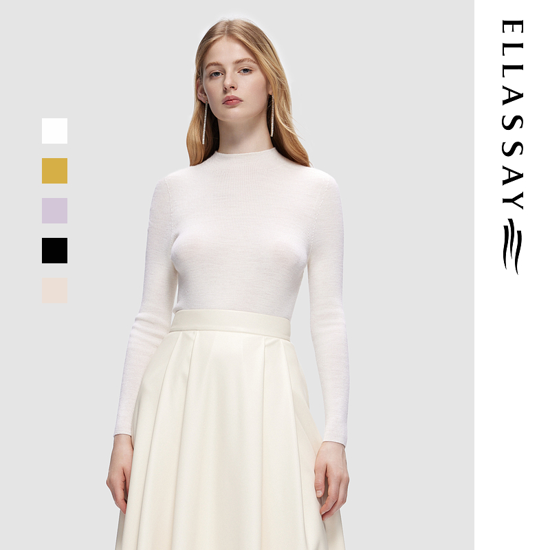 ELLASSAY歌力思2024秋冬新款圆领修身针织衫女EWD353M00800