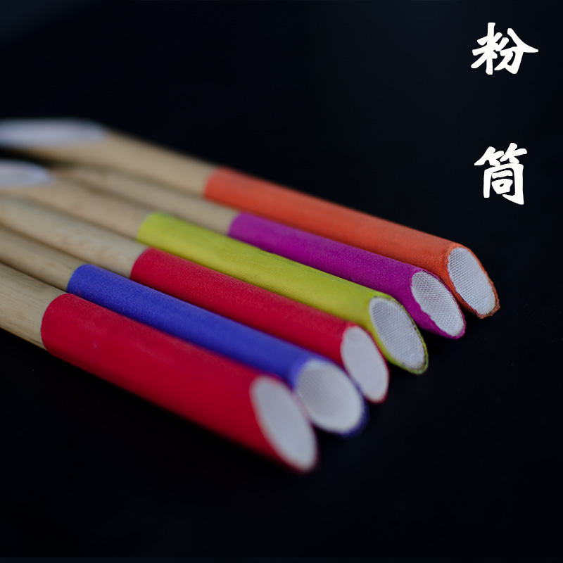 龙头大漆金缮莳绘粉筒  天然芦苇粉筒  漆画材料 洒金材料