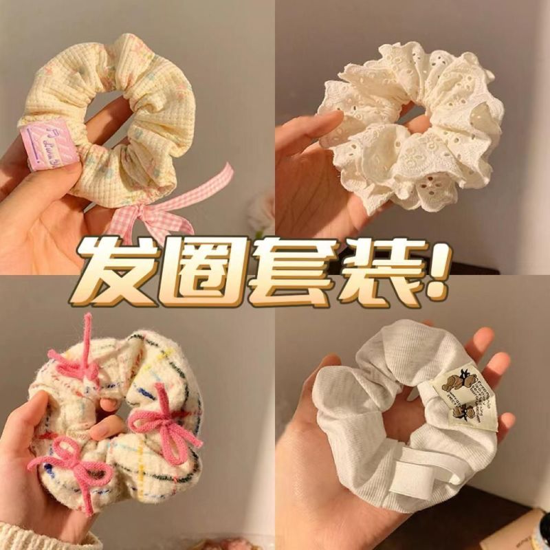 芭蕾风甜心芭比粉色蝴蝶结丝带发圈洋气格纹碎花发绳头绳大肠圈 I