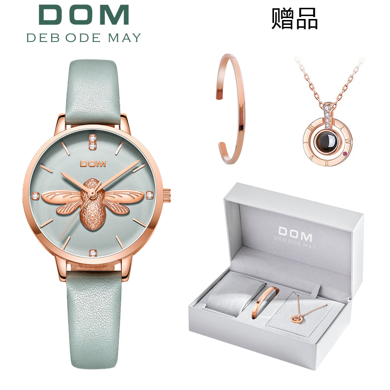 DOM官方正品时尚潮流小蜜蜂古风女表皮带女士手表G-1265