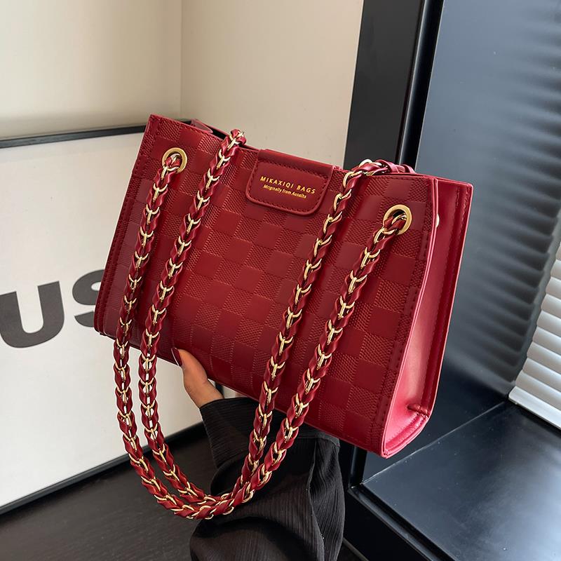 红色包包女士2024新款潮高级感婚包链条单肩斜挎包结婚伴娘新娘包