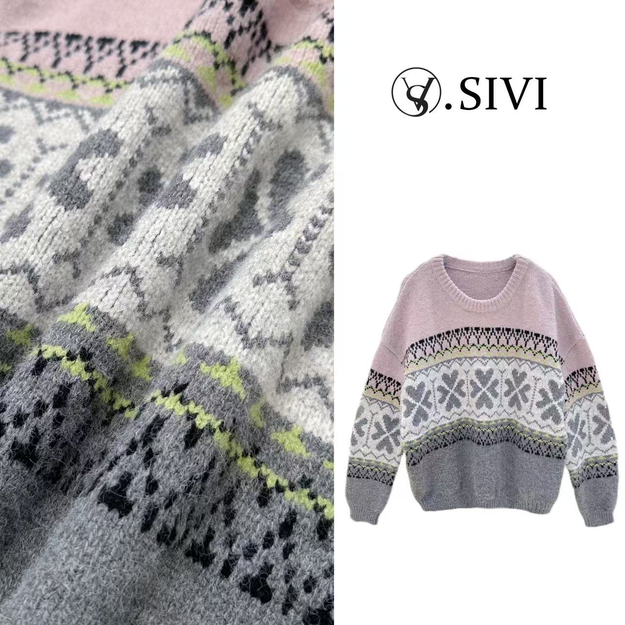 熙薇气质设计师毛衣【欧尼甜心】冬季新款时尚轻奢上衣F7559