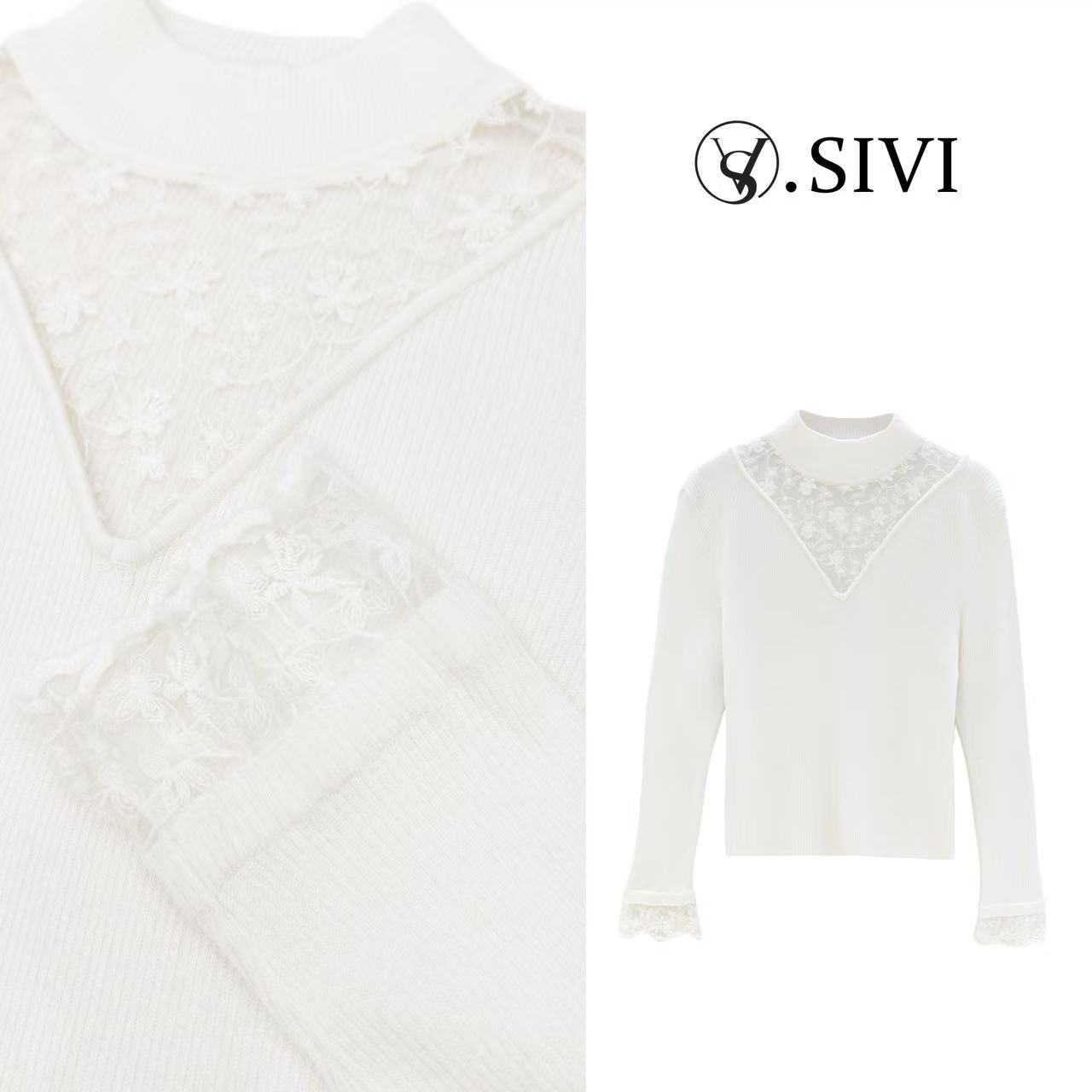 熙薇气质毛衣【骤变星霜】冬季新款轻奢休闲拼接上衣F7405