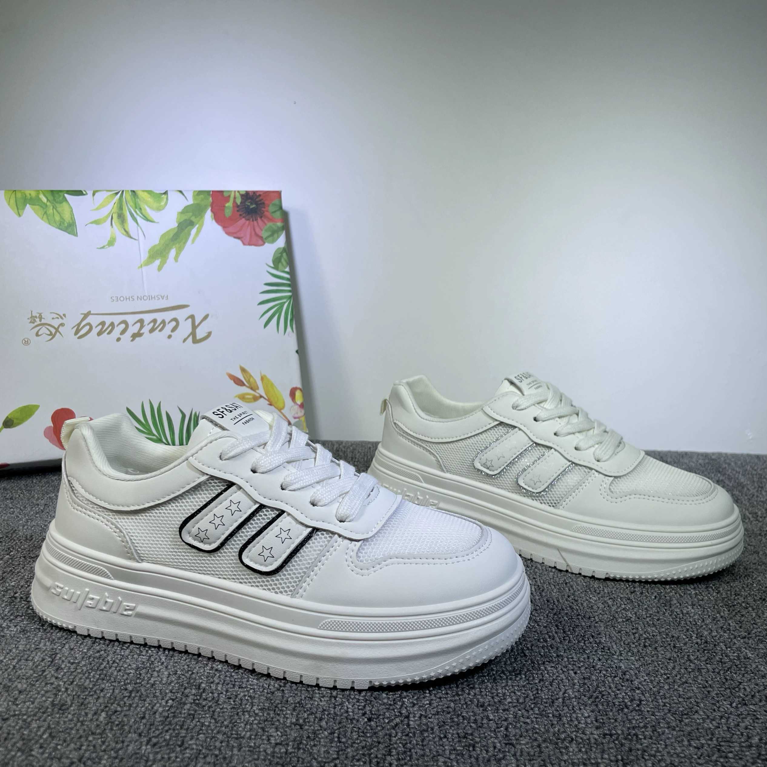 【谷梦飞服装2店】815春款百搭春秋透网小白鞋