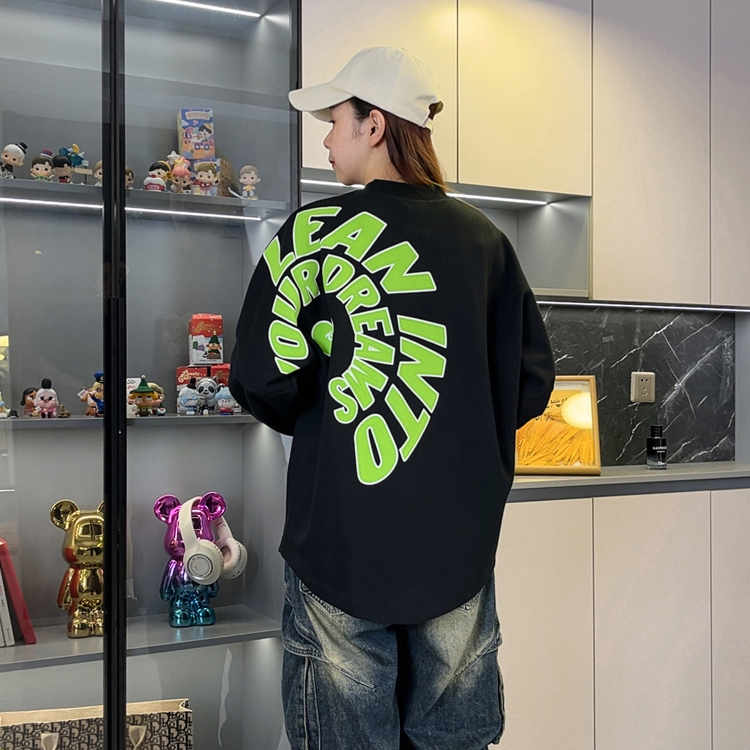 秋冬新款重磅美式情侣卫T立体烫印绣花工艺宽松弧形百搭长袖卫衣