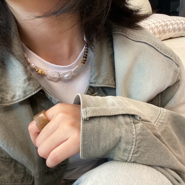 钛钢项链 虎眼方形巴洛克气质百搭复古项链