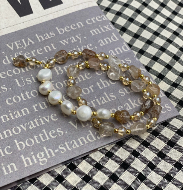 铜合金手链 fa晶两面光弹力绳双圈手链