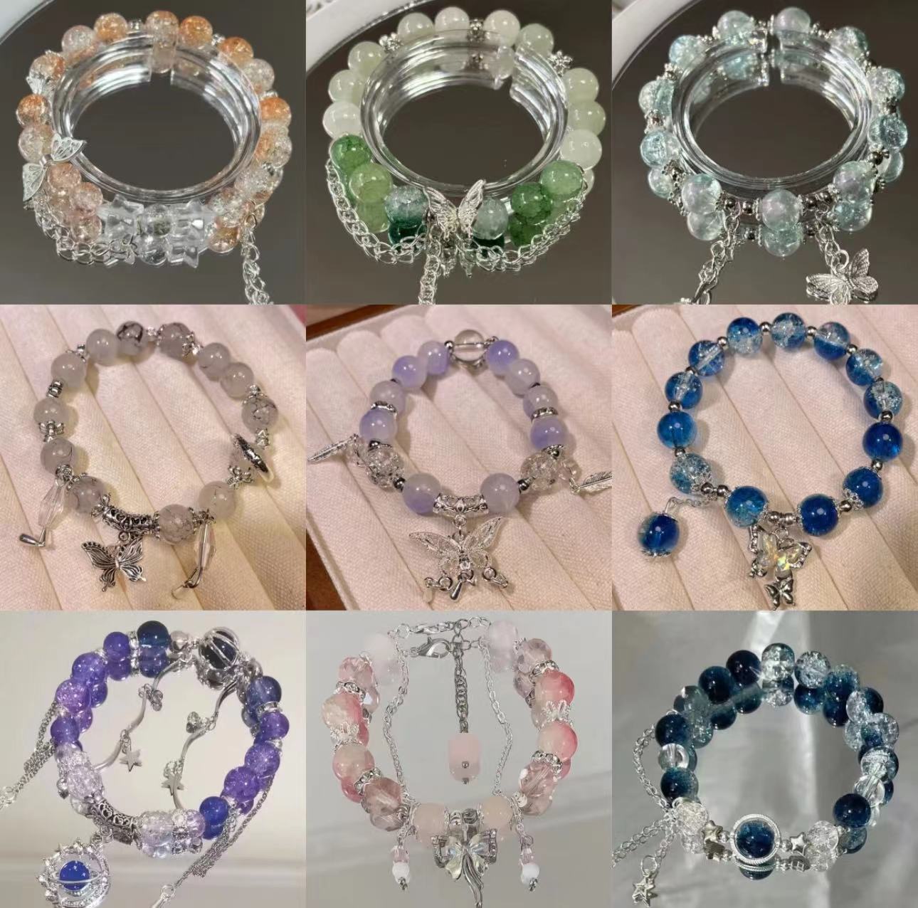 钛钢仿水晶手镯 【现场拆】拍1拆5（对对碰，备注颜色三选一）