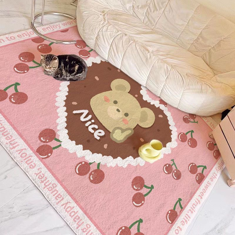 客厅地毯ins沙发茶几家用可爱卡通少女地垫卧室床边加厚毛绒免洗