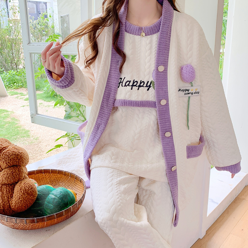 【三件套】秋冬款纯棉月子服加厚保暖喂奶产妇睡衣可外穿哺乳衣套装