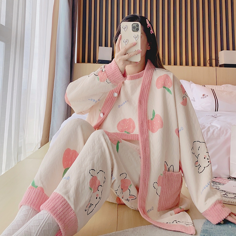 【三件套】秋冬款纯棉月子服加厚保暖喂奶产妇睡衣可外穿哺乳衣套装