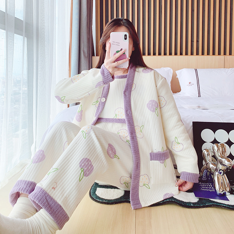 【三件套】秋冬款纯棉月子服加厚保暖喂奶产妇睡衣可外穿哺乳衣套装