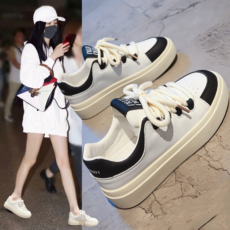 小白鞋女款2023新款秋季厚底板鞋洋气休闲运动女鞋子ins潮