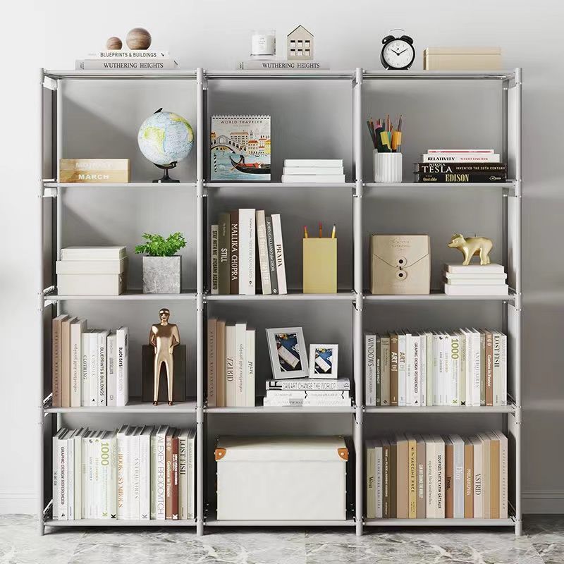 简易书架书柜双排创意儿童加固落地置物架收纳架置物架书架家用
