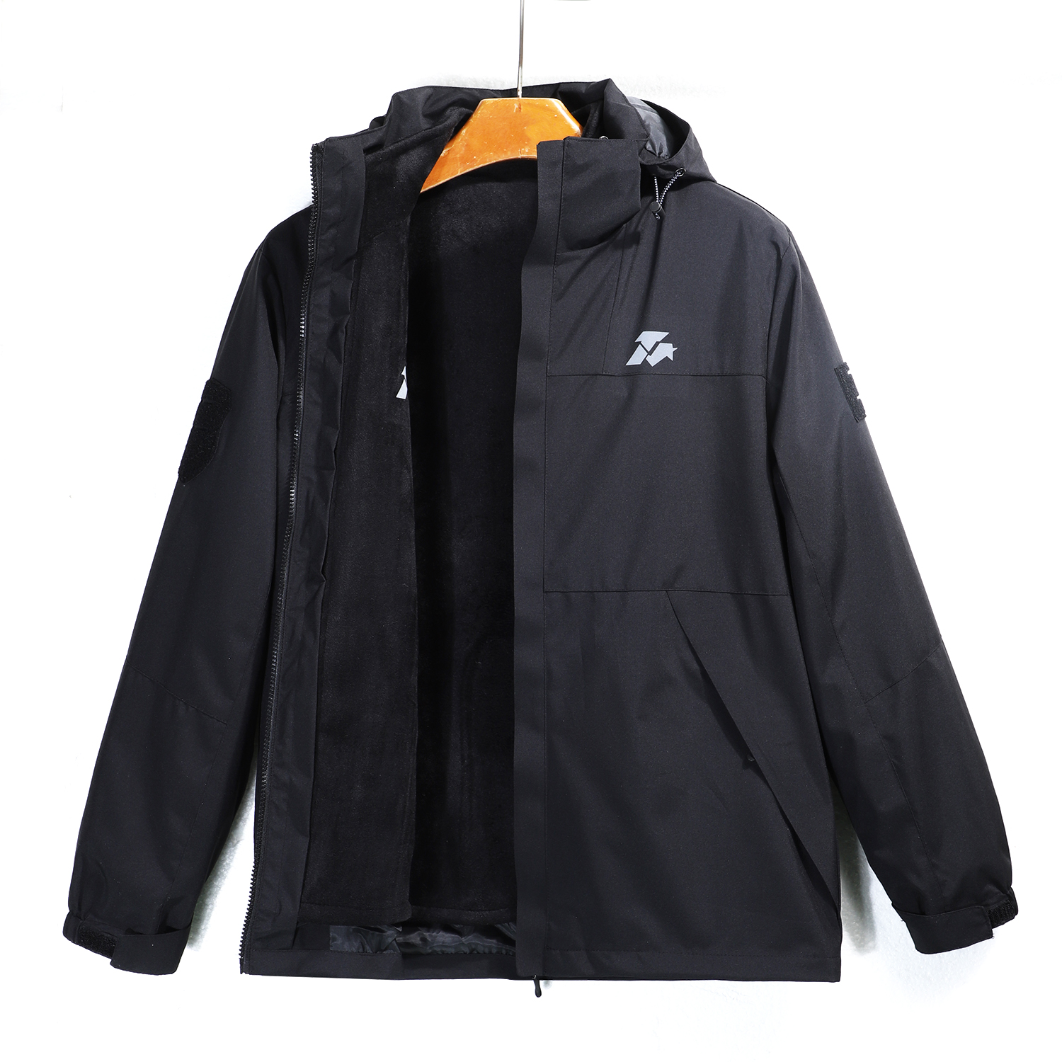 23式银狐绒三合一冲锋衣贴标款男女同款黑色反光标长城图案户外服