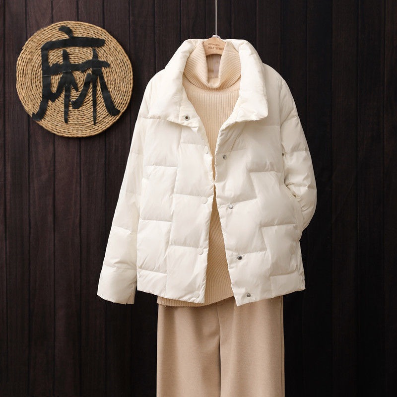 雪中飞2023秋冬白鸭绒短款羽绒服女新款立领洋气轻薄面包小个子宽
