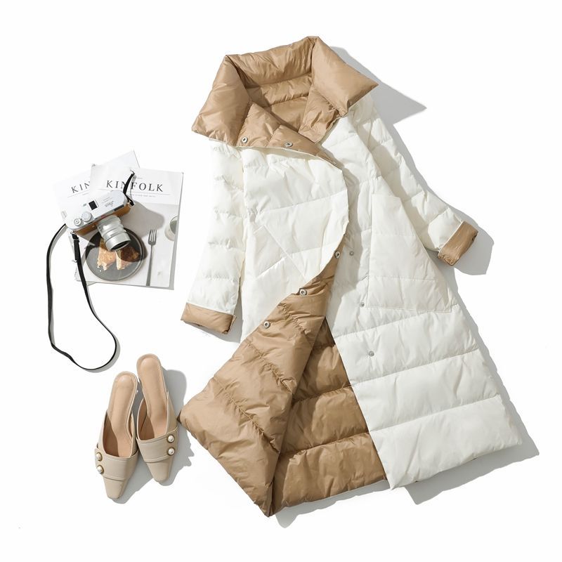 雪中飞反季2023年新款冬季双面穿轻薄羽绒服女中长款大码胖mm200