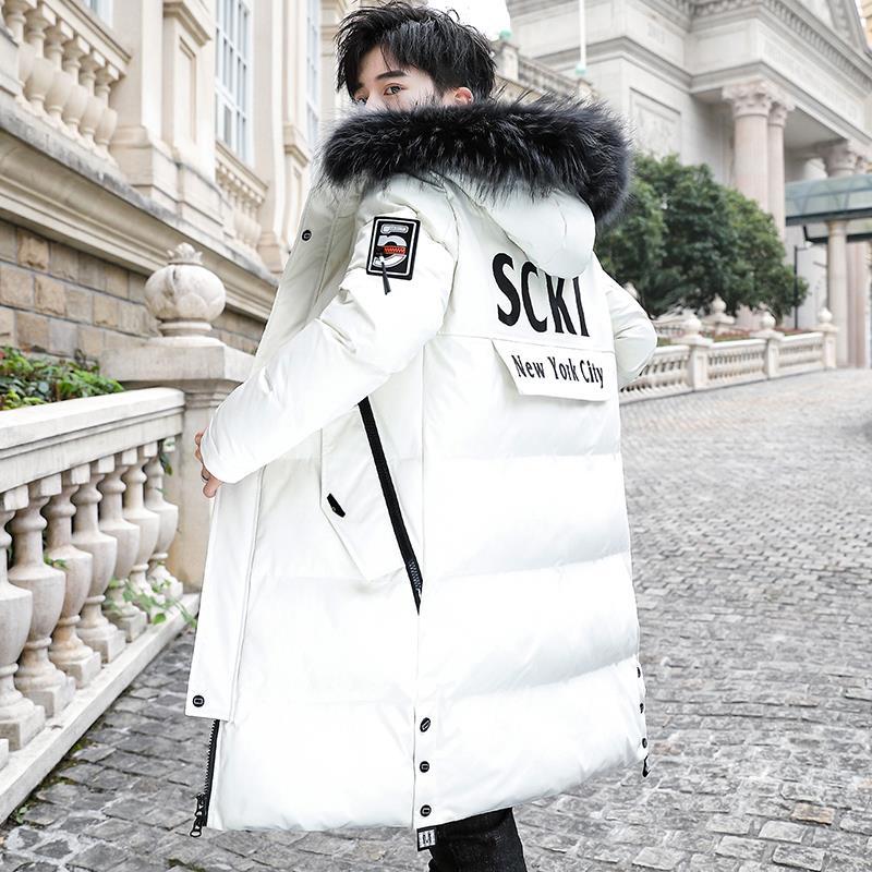 雪中飞棉衣男士2023新款韩版潮流毛领中长款加厚羽绒棉服棉袄冬装