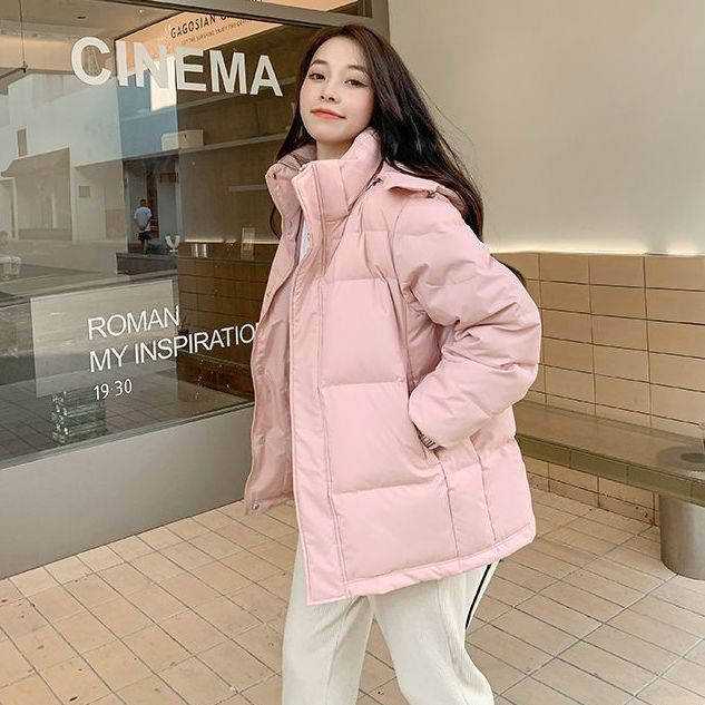 雪中飞羽绒服男女短款2023新款加厚立领面包服情侣宽松中戏外套宽