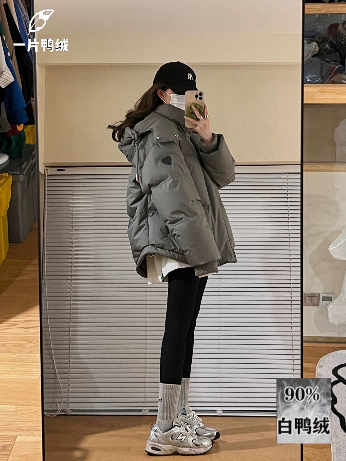 雪中飞白鸭绒短款羽绒服2023年冬新款男女情侣加厚小众设计感冬灰