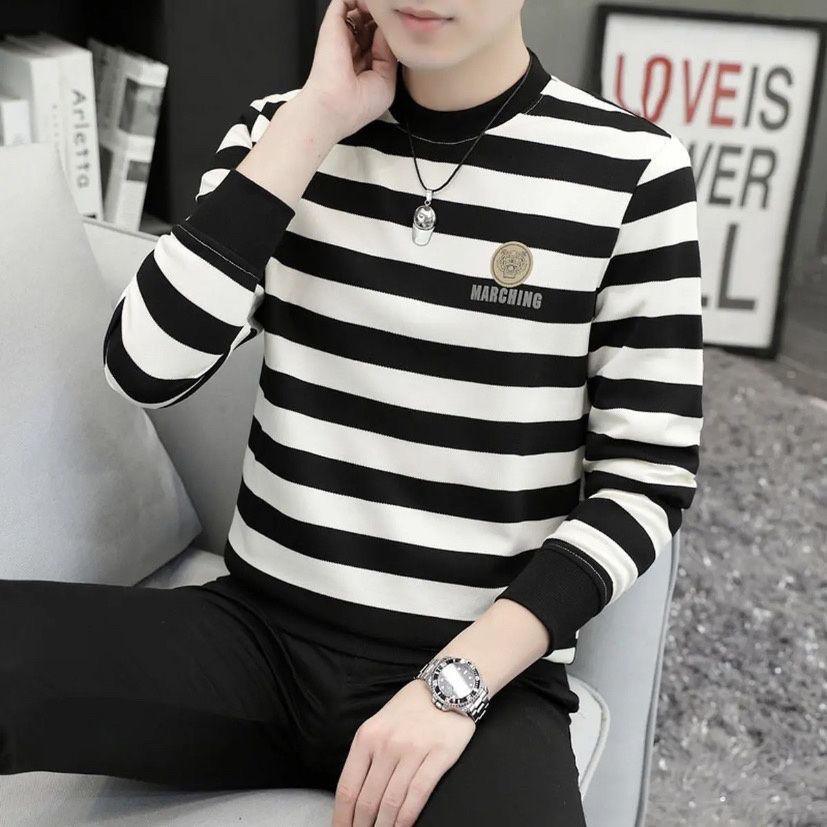 长袖T恤卫衣男秋冬季潮流宽松打底衫加绒加厚秋衣百搭男装上衣服