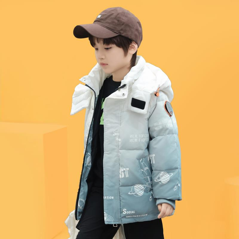 新款2025新款品牌儿童羽绒服男童洋气韩版中长款渐变百搭